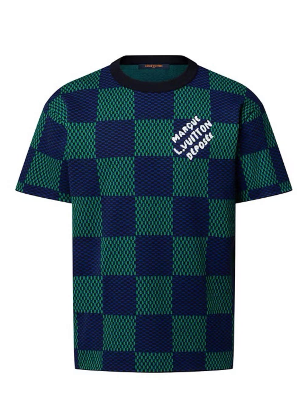 Louis Vuitton Paris Jacquard Damier Short Sleeved Cotton Crewneck